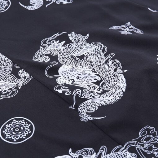Black Slip Dress with White Dragons Details 4