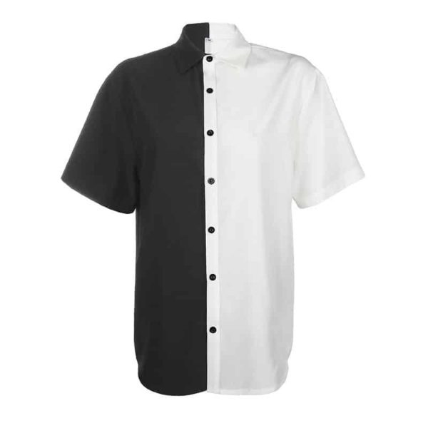 Black & White Turn-Down Collar Shirt