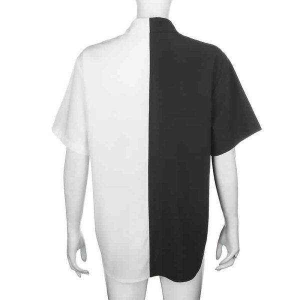 Black & White Turn-Down Collar Shirt Back