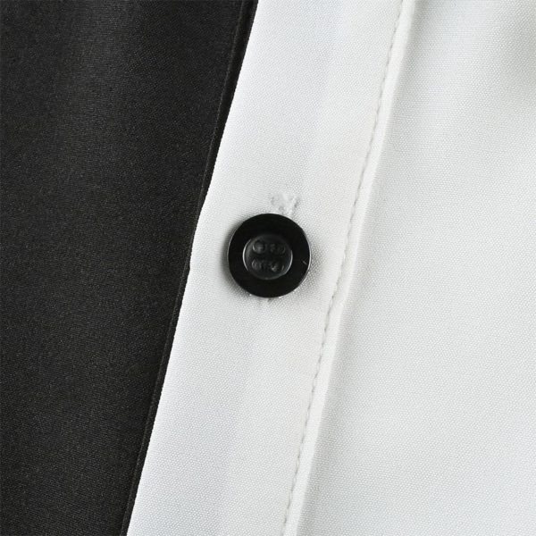 Black & White Turn-Down Collar Shirt Details 2