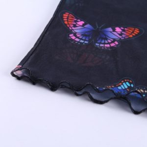 Butterfly Long Sleeve Mesh Crop Top Details 2
