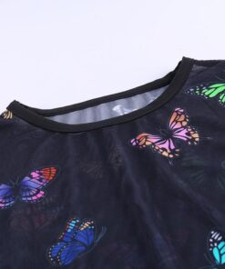 Butterfly Long Sleeve Mesh Crop Top Details