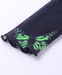 Butterfly Long Sleeve Mesh Crop Top Details 3