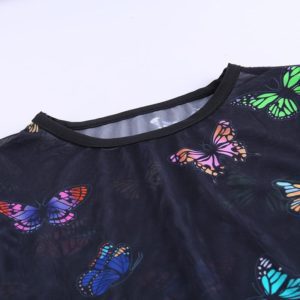 Butterfly Long Sleeve Mesh Crop Top Details