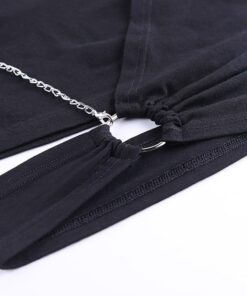 Crop Top with Hollow Out Ring Chain Details 2