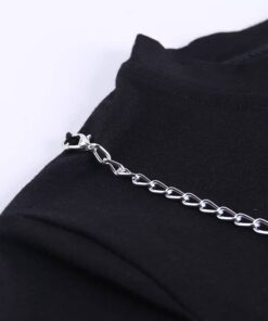 Crop Top with Hollow Out Ring Chain Details
