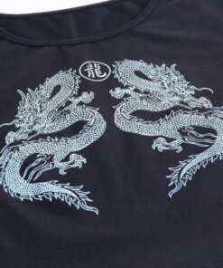 Double Dragons Black Crop Top Details