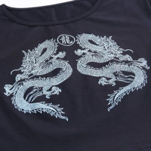 Double Dragons Black Crop Top Details