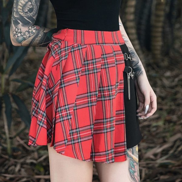 Pleated Mini Skirt with Strap Belts 2