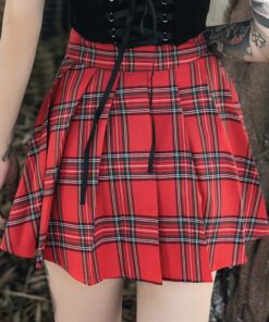 Pleated Mini Skirt with Strap Belts 5
