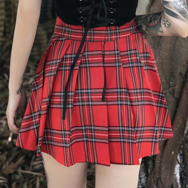 Pleated Mini Skirt with Strap Belts 5