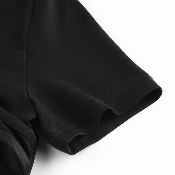 Short Sleeves Crop Top with Front Buckle - Ninja Cosmico