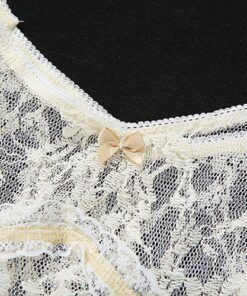 White Lace Crop Top Details 2