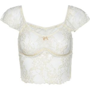 White Lace Crop Top Full