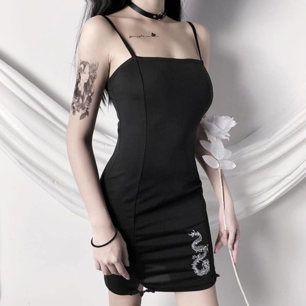 Black Mini Dress with Dragon 2