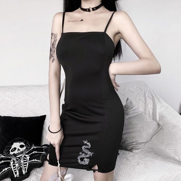 Black Mini Dress with Dragon 3