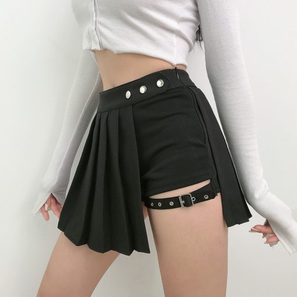 High Waist Irregular Pleated Mini Skirt 6