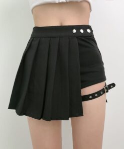 High Waist Irregular Pleated Mini Skirt 7