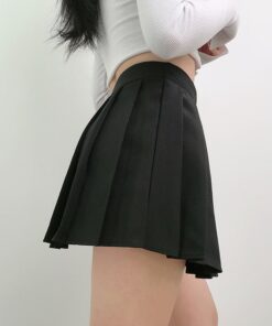 High Waist Irregular Pleated Mini Skirt 8