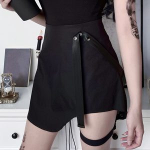High Waist Mini Skirt with Strap 6