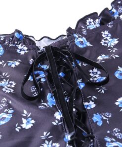 Black Floral Ruffle Dress Details