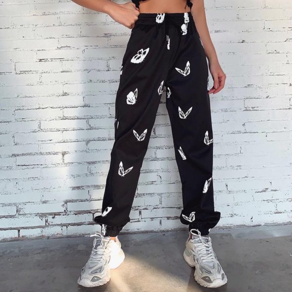Black Trousers with White Butterflies 4