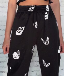 Black Trousers with White Butterflies 5