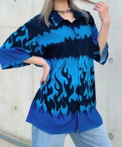 Blue Flaming Fire Shirt