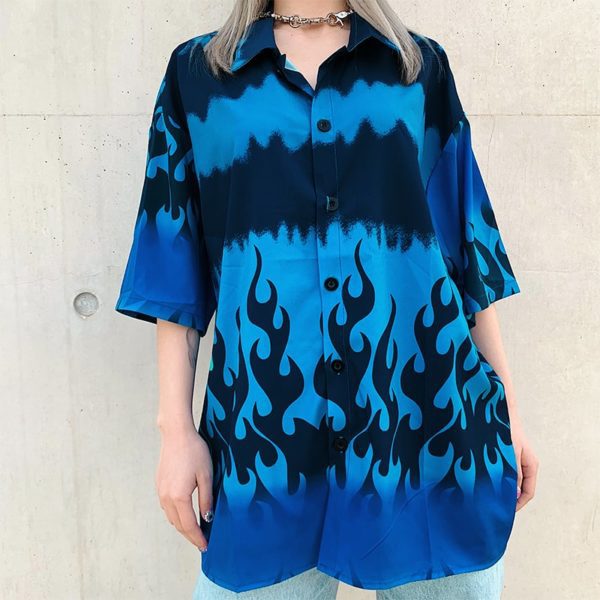 Blue Flaming Fire Shirt