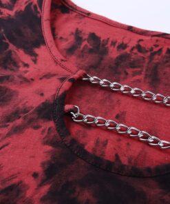 Dark Tie-Dye Crop Top with Metal Chains Neck Details 2