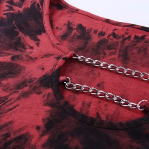 Dark Tie-Dye Crop Top with Metal Chains Neck Details 2