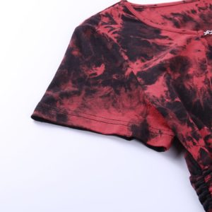Dark Tie-Dye Crop Top with Metal Chains Neck Details 3