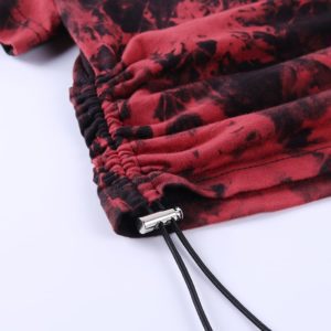 Dark Tie-Dye Crop Top with Metal Chains Neck Details 4