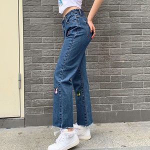 Denim Pants with Colored Butterflies 2