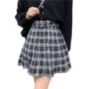 Pleated Plaid Mini Skirt with Ring Belt