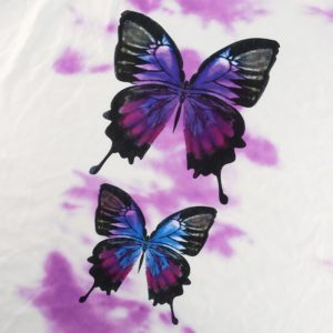 Purple Tie Dye Trousers with Side Butterflies Details 2