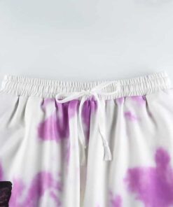 Purple Tie Dye Trousers with Side Butterflies Details