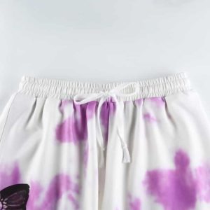 Purple Tie Dye Trousers with Side Butterflies Details