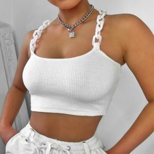 White Tank Top with Chain Straps