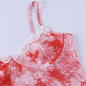 Red Tie Dye Lace Camisole Details