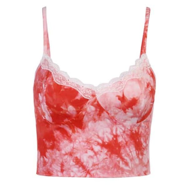 Red Tie Dye Lace Camisole Full
