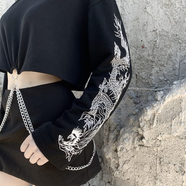 Dragon Sleeves Crop Top with Chains 3