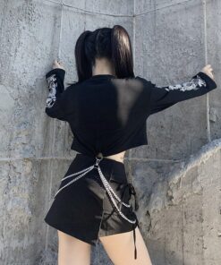 Dragon Sleeves Crop Top with Chains 4