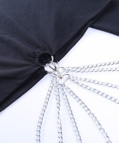 Dragon Sleeves Crop Top with Chains Details 2