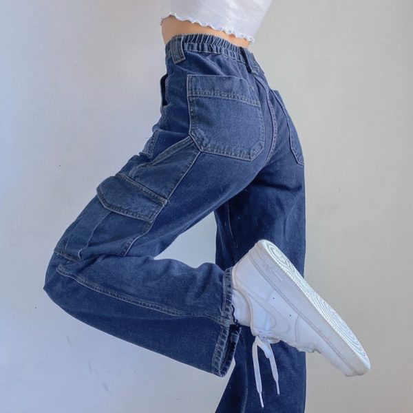 High Waist Blue Jeans with Pockets 3