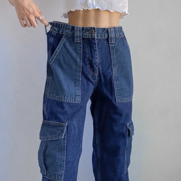 High Waist Blue Jeans with Pockets 4