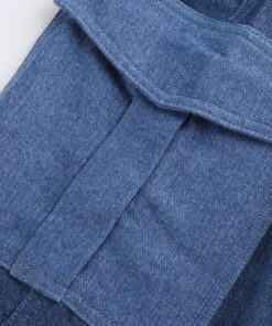 High Waist Blue Jeans with Pockets Details 3
