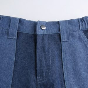 High Waist Blue Jeans with Pockets Details