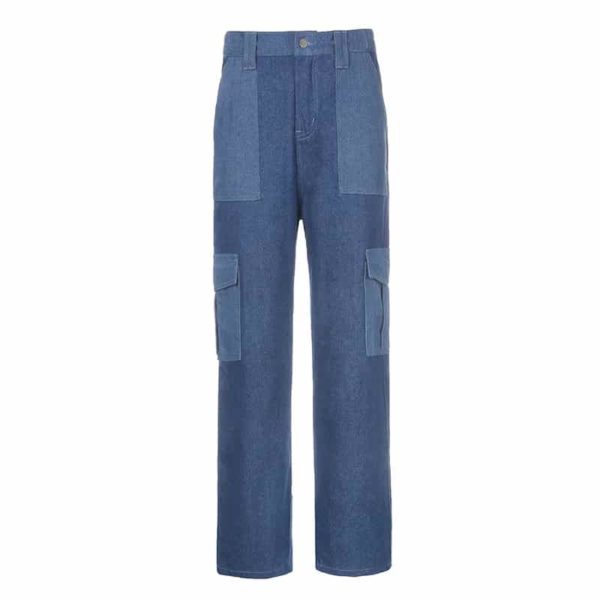 High Waist Blue Jeans with Pockets Full