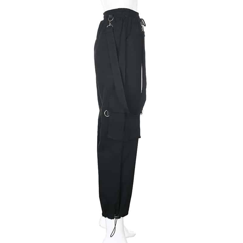 High Waist Cargo Pants with Belts and Pockets - Ninja Cosmico